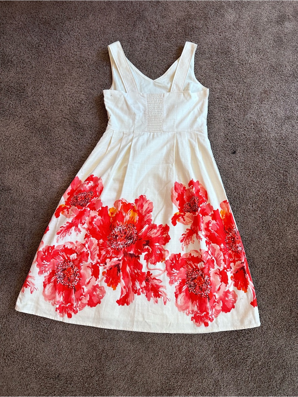 Lands End White Dress with Red Floral Print- 8 - Picture 5 of 7